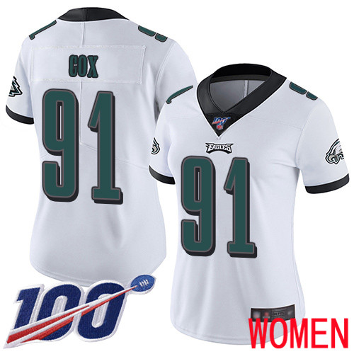 Women Philadelphia Eagles 91 Fletcher Cox White Vapor Untouchable NFL Jersey Limited Player Season